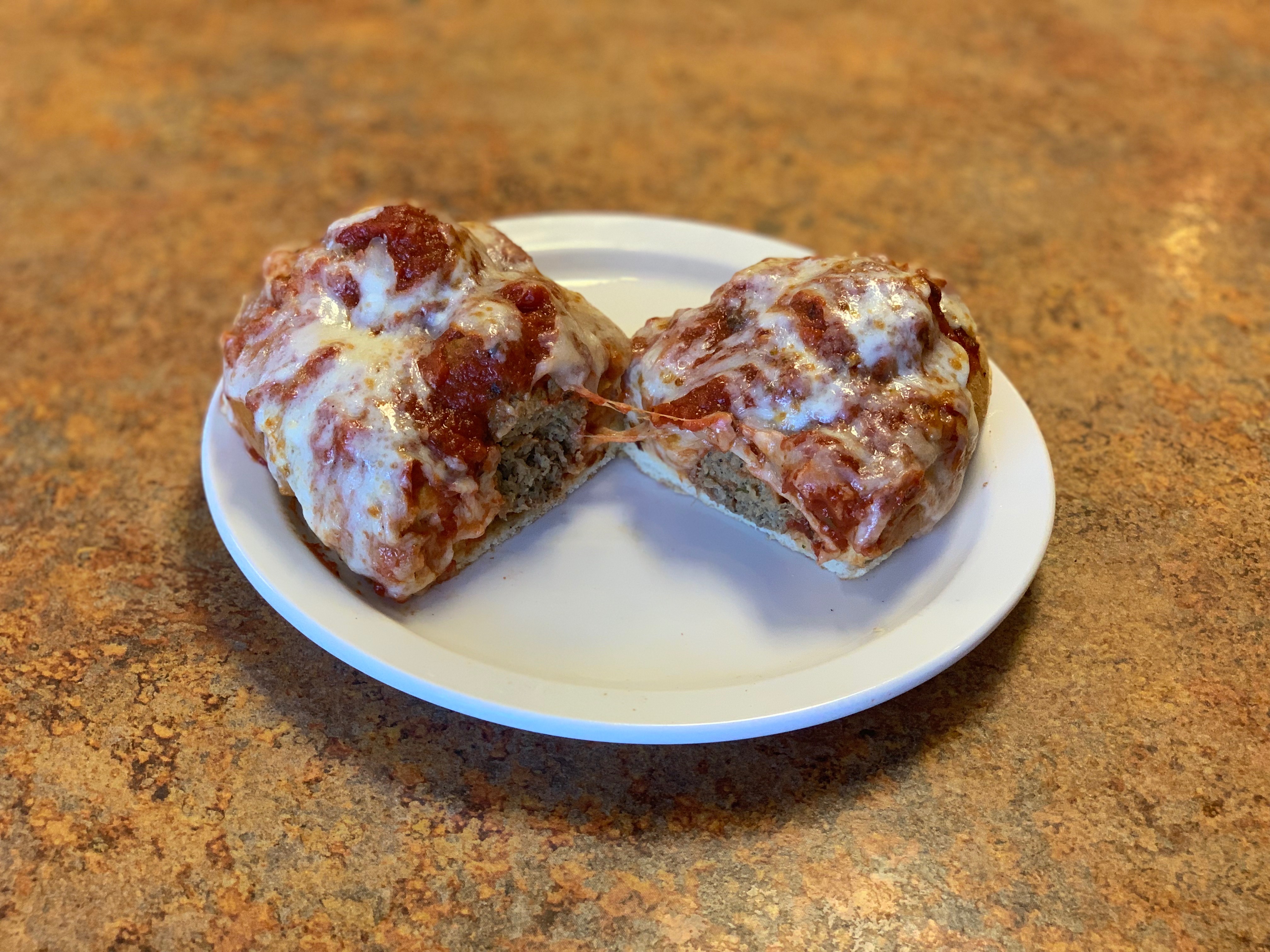 Sabatinos Meatball Sub Halved